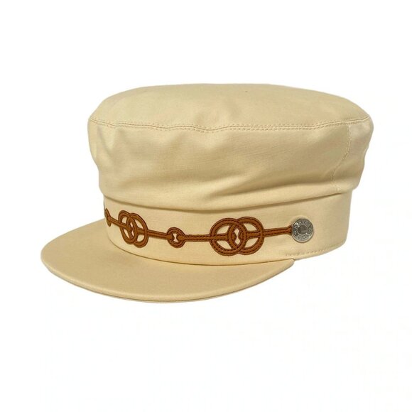 HERMES Kabul Kuliketis - Beige Brown Cotton Polyurethane Leather Hat - Picture 2 of 8